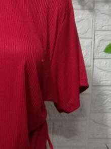 Blusa Doble Jareta Cuello Redondo TELA RIF,TELA ACANALADA TEXTURA FRESCA - Rojo - Ver 4