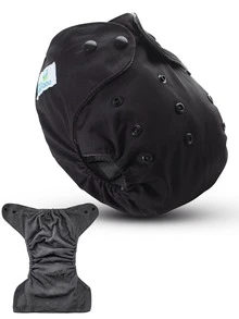 BABYBAMBOO Reusable Bamboo Cloth Diaper + 2 Inserts 4 Layers Of Microfiber - Black - View 1