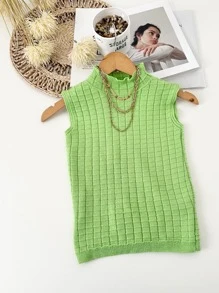 Women Knit Tops - 青檸色 - 查看 1