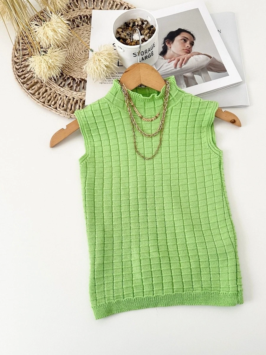 Women Knit Tops - 青檸色 - 查看 1