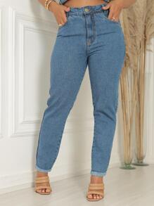 Women Jeans - 中等水洗藍 - 查看 1