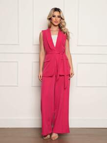 Women Two-piece Outfits - 玫紅色 - 查看 1