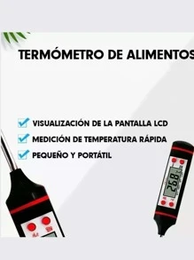 Termometro Digital Pantalla Cocina Caramelo Carne Alimentos - Blanco y Negro - Ver 3