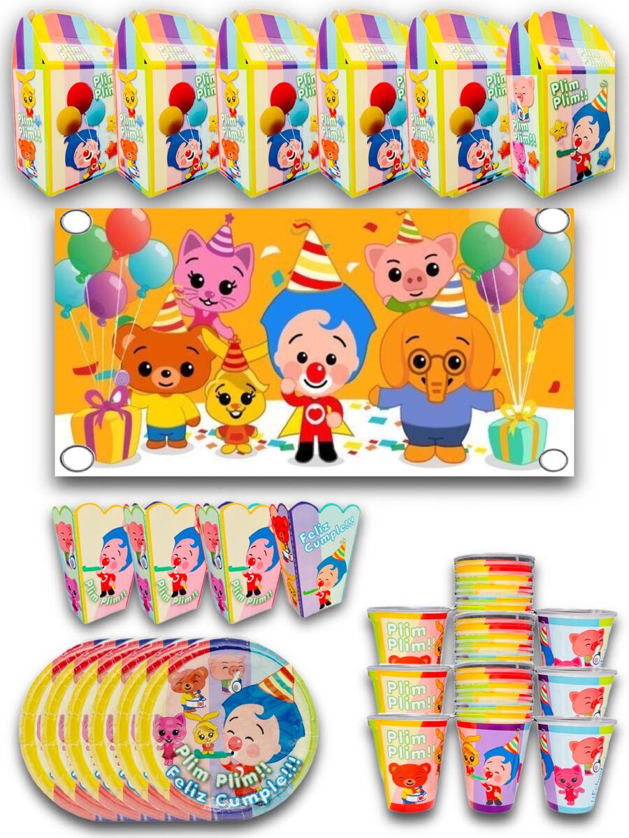 Party Kit 60 Character Guests Plim And Plim, Disposable Clown Clown 241 ...