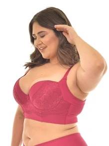 Plus Size Bras & Bralettes - Rose Red - View 2