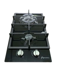 Parrilla Estufa 2 dos Quemadores Gas Vidrio Templado - Negro - Ver 1