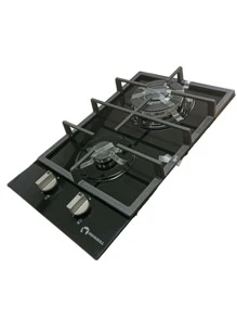 Parrilla Estufa 2 dos Quemadores Gas Vidrio Templado - Negro - Ver 2