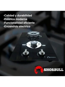 Parrilla Estufa 2 dos Quemadores Gas Vidrio Templado - Negro - Ver 4