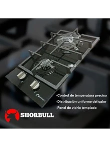 Parrilla Estufa 2 dos Quemadores Gas Vidrio Templado - Negro - Ver 5