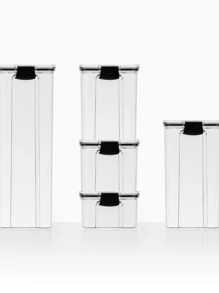 Kit Set Of 5 Airtight Acrylic Square Stackable Jars With Seal And Transparent Lock For Spaghetti Food Groceries Cereal Fruit Rice Beans Coffee Cold Cuts Vegetables