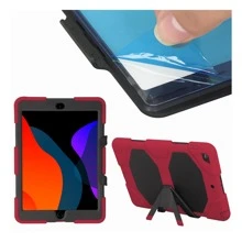 Funda Survivor para iPad 5 2017, A1822 | iPad 6 2018, A1893 Uso Rudo Resistente Mica Plástica A Prueba De Golpes, contra Caídas Antichoque con Soporte - Rojo - Ver 1