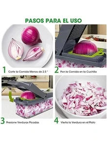 Kit Picador de Verduras Multifuncional, Cortador Alimentos Gris - Gris - Ver 2