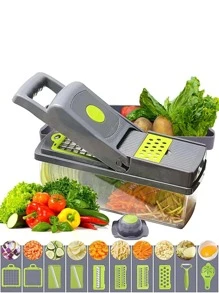 Kit Picador de Verduras Multifuncional, Cortador Alimentos Gris - Gris - Ver 1