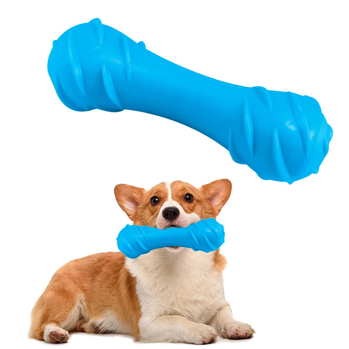 Juguete De Goma Hule Caucho Resistente Con Sonido Chillón Para Mascotas Perros Juegos Juguetes Interactivo - Azul - Ver 1