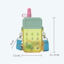 Botella de agua con forma de teléfono celular con popote - Amarillo - Ver 2