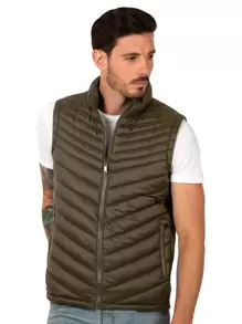 Vest For Men Quilted Lightweight Repellent Casual Basic - Olive Green - View 1