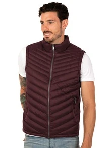 Chaleco para Hombre Capitonado Ligero Diferentes colores Chaleco Liso Estilo Casual Básico Con Cierre - Burdeos - Ver 2