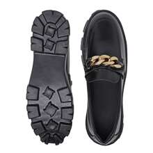 Women's Moccasin With Gold Chain, Modern And Comfortable - 金色 - 查看 3