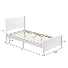 Pine Single-Layer Core Vertical Stripe Full-Board Curved Bed Frame Full/Twin - White - View 8