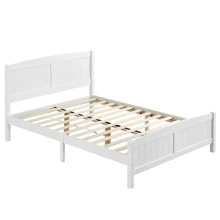 Pine Single-Layer Core Vertical Stripe Full-Board Curved Bed Frame Full/Twin - White - View 9