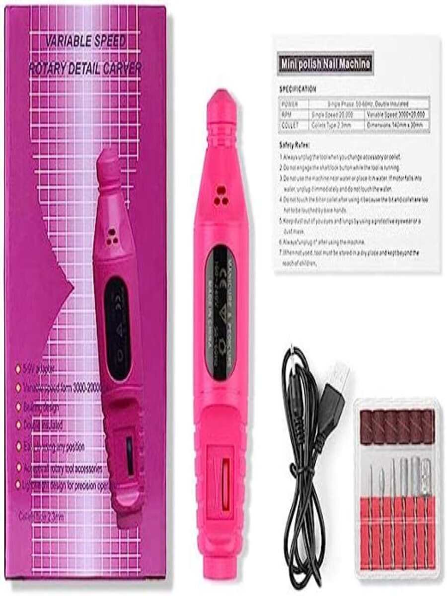 Electric Nail File Electric Nail Drill Kit Manicure Pedicure Machine For Acrylic Nails - Pink - View 1