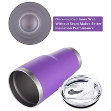 30oz Tumbler Stainless Steel Double Wall Vacuum Insulated Mug with Straw and Lid, Cleaning Brush for Cold and Hot Beverages - 紫色 - 查看 5