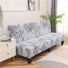 1pc Armless Sofa Bed Cover, Elastic Full Covered Polyester Fiber Sofa Slipcover, Knitted Milk Silk Fabric For Four Seasons - Multicolor - View 5