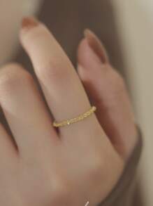 1pc Fashionable Simple All-match Glittering Ring Suitable For Women's Daily Wear - Gold - View 4