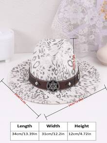 豹紋圖案星形裝飾牛仔帽