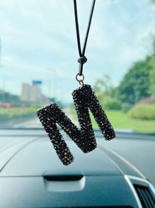 Rhinestone Decor Letter Design Car Hanging Ornament - Black - View 1
