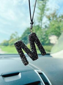 Rhinestone Decor Letter Design Car Hanging Ornament - Black - View 2