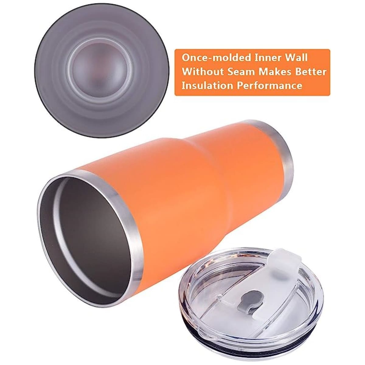 30oz Tumbler Stainless Steel Double Wall Vacuum Insulated Mug with Straw and Lid, Cleaning Brush for Cold and Hot Beverages - 橘色 - 查看 1