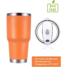 30oz Tumbler Stainless Steel Double Wall Vacuum Insulated Mug with Straw and Lid, Cleaning Brush for Cold and Hot Beverages - 橘色 - 查看 5