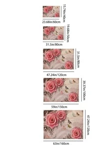 1pc Butterfly & Floral Pattern Rug, Romantic Floor Mat For Living Room, Bedroom ,Room Decor - Multicolor - View 2