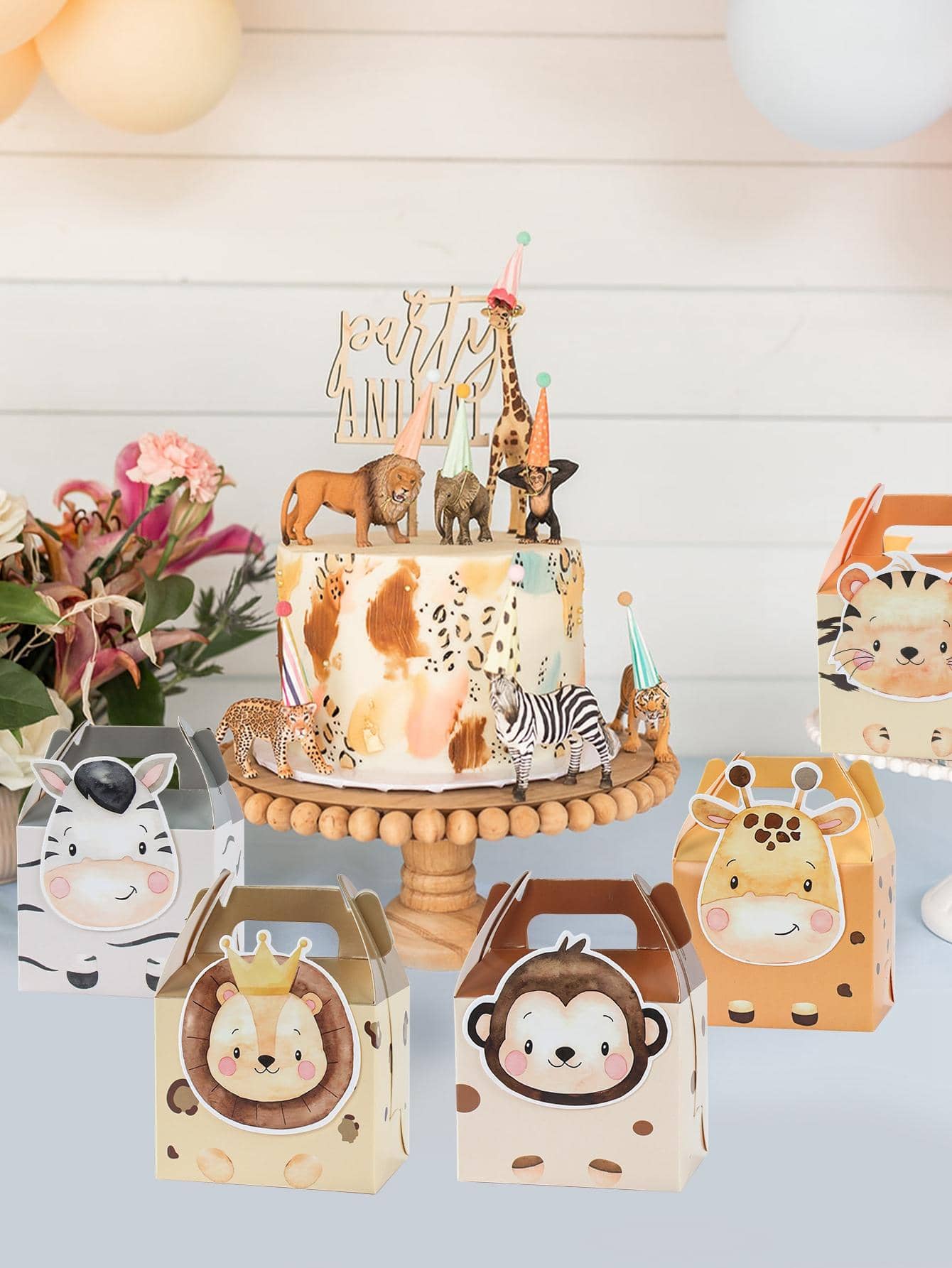 9pcs Jungle Animal Diy Candy Box, Birthday And Holiday Party Gift