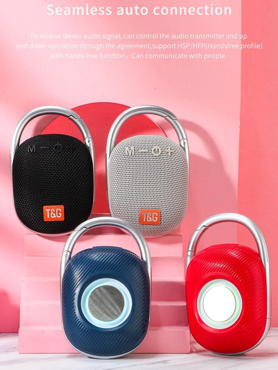 T&G TG321 Portable Speaker With Buckle Mini Wireless Speaker LED Lights Outdoor TWS Sound Box Support For Radio Support USB/TF Card - 黑色 - 查看 1