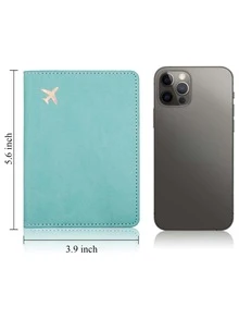 chất liệu da PU Tối giản Ví dựng hộ chiếu Du lịch Ví Thẻ tín dụng Giá đỡ Máy bay Du lịch Phụ kiện Ví thẻ Có thể mang đi - Màu xanh ngọc - Xem 2
