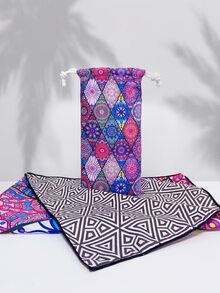 1pc Quick Dry Beach Towel With Carrying Bag - Multicolor - View 4