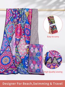 1pc Quick Dry Beach Towel With Carrying Bag - Multicolor - View 2