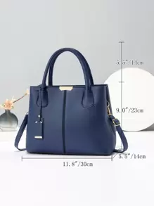 防水時尚輕量化,休閒新款大容量極簡pu女手提包多功能,大容量皮革袋適用於戶外、旅行、大學,完美的復古、極簡風格適用於女孩、女性、大學生,適合於大學、戶外、旅行、郊遊 - 藍色 - 查看 7