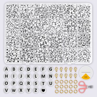 1套字母細節DIY珠子首飾配件