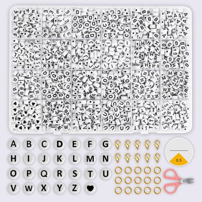 1套字母細節DIY珠子首飾配件