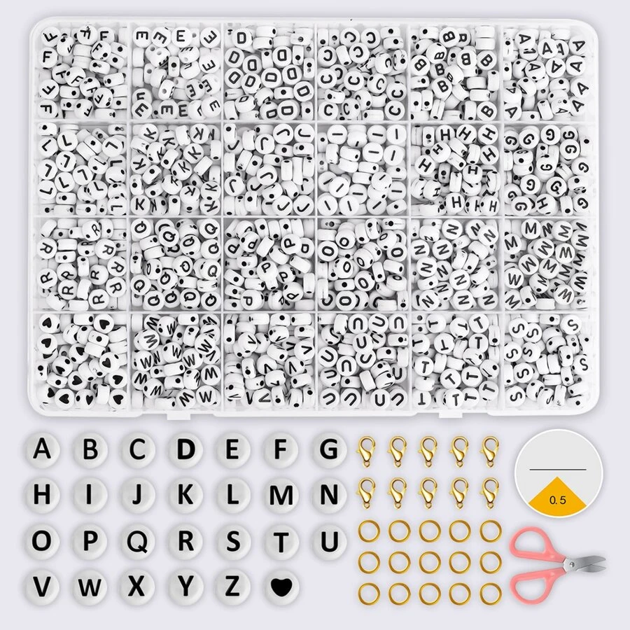 1套字母細節DIY珠子首飾配件