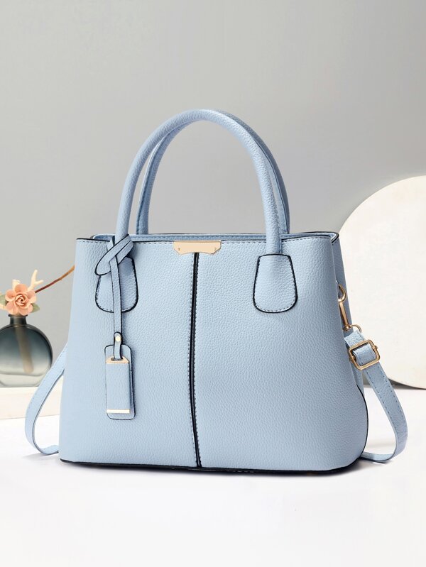 Borsa a mano in pelle sintetica di nuova concezione, grande capacità, minimalista, adatta per lo shopping, scuola superiore e università, in stile vintage, alla moda e minimalista