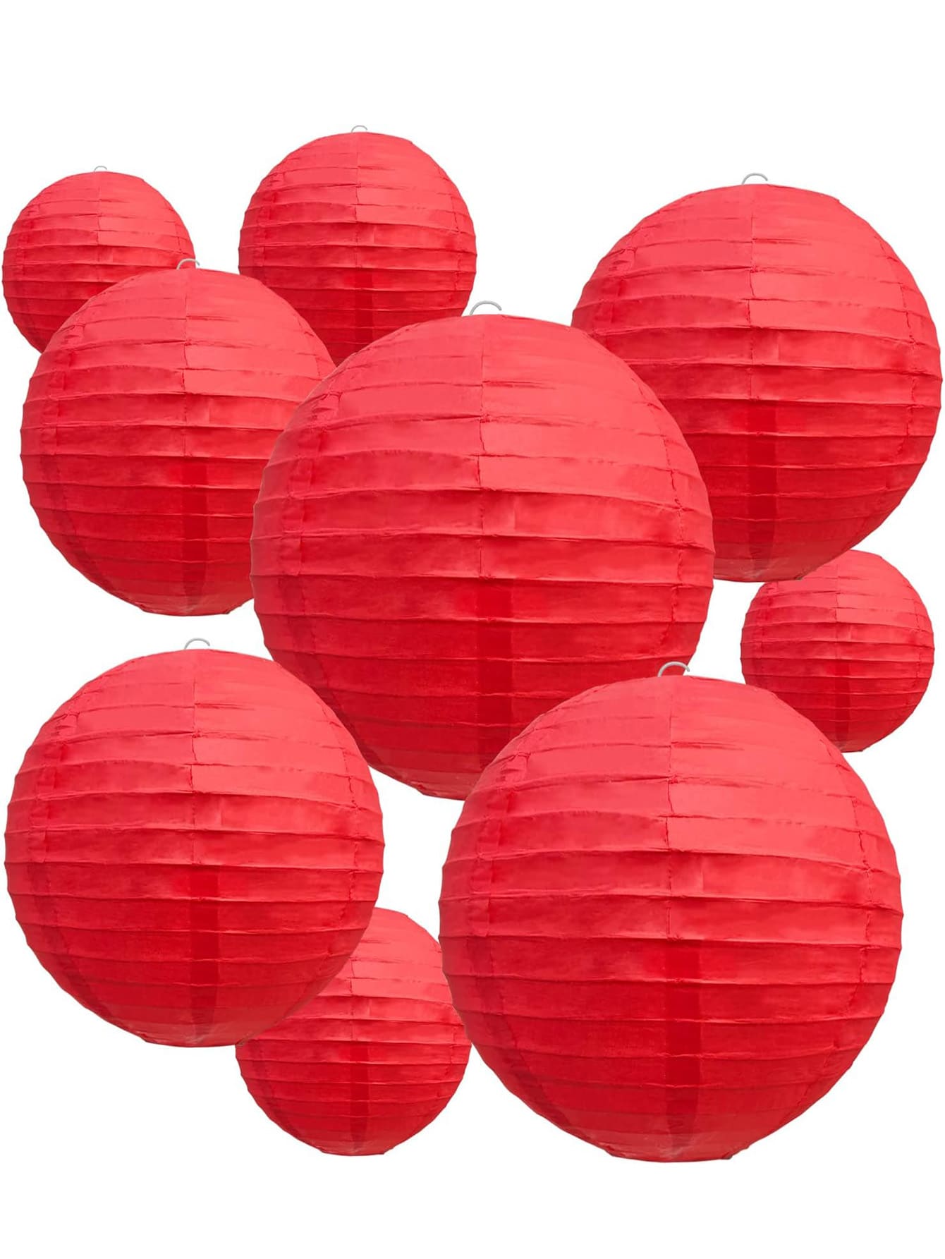 9PCS Red Round Paper Lanterns Wedding Party Holiday Decorations - Red - View 1