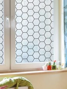 1 Roll Hexagonal Frosted Glass Film - Black and White - View 6