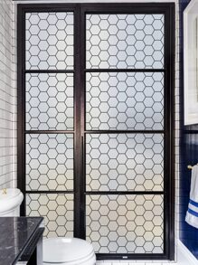 1 Roll Hexagonal Frosted Glass Film - Black and White - View 1