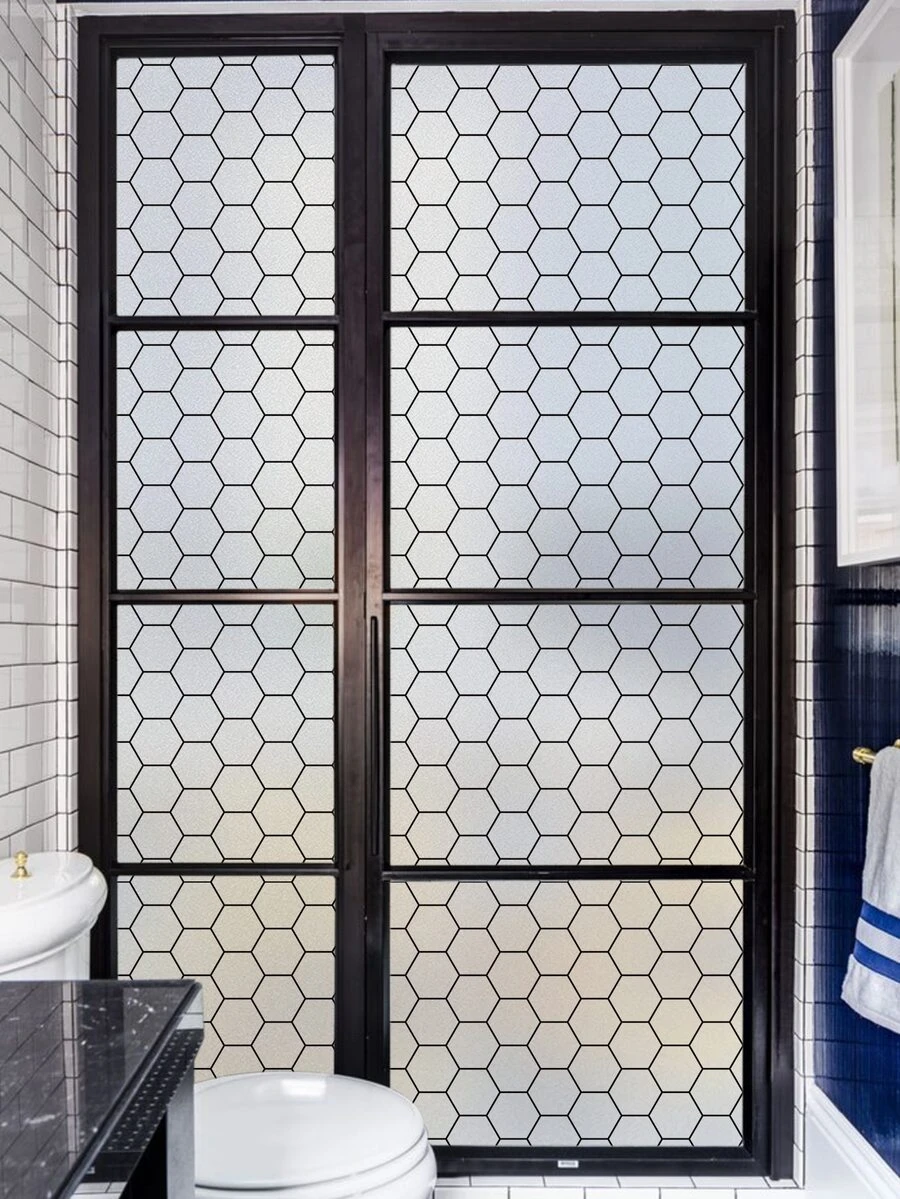 1 Roll Hexagonal Frosted Glass Film - Black and White - View 1