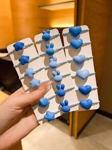 18入组女孩甜美糖果色卡通高彈力髮帶 - 彩色 - 查看 5