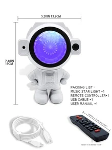 1pc LED Starry Sky Galaxy Projector Light With Music Player, Romantic Decorative Night Light For Home Bedroom Valentine's Day